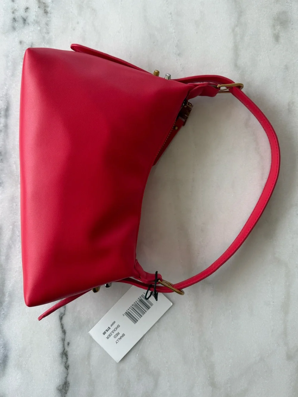 Steve Madden NWT Nally Asymmetrical Shoulder Bag Pebbled Tassel Logo